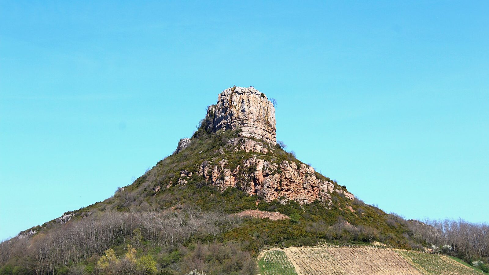 La roche de Solutré et les vignes du Mâconnais, en Saône-et-Loire