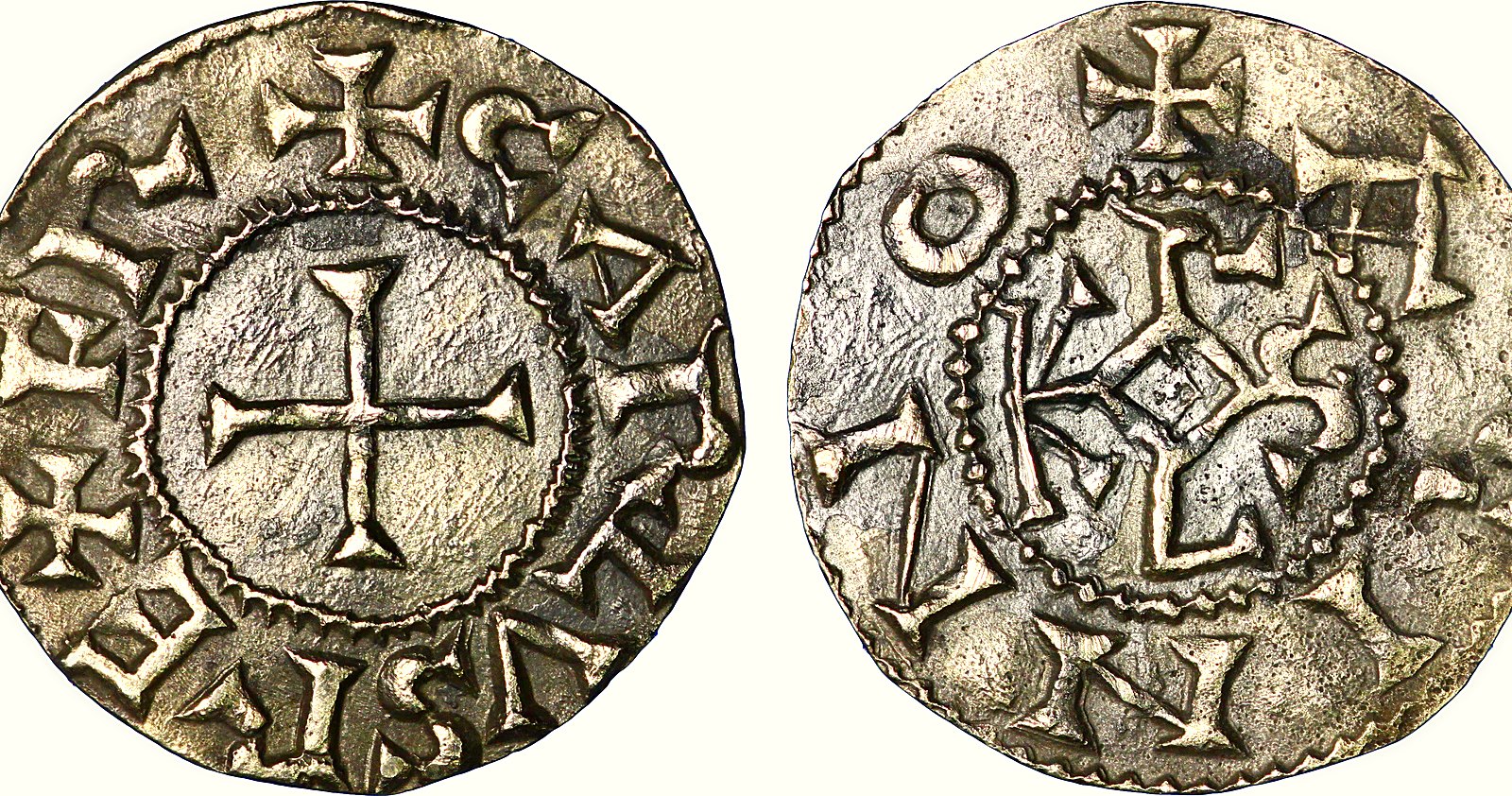Un denier d'argent frappé sous Charlemagne